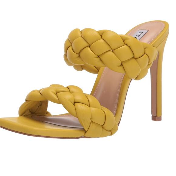 Steve Madden Shoes - Steve Madden Kenley Citron yellow heeled sandal braided leather size 7